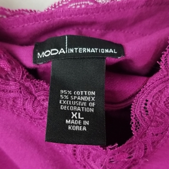 MODA INTERNATIONAL Tank Top/built in Bra/Cinch side GORGEOUS Magenta! - Picture 5 of 7